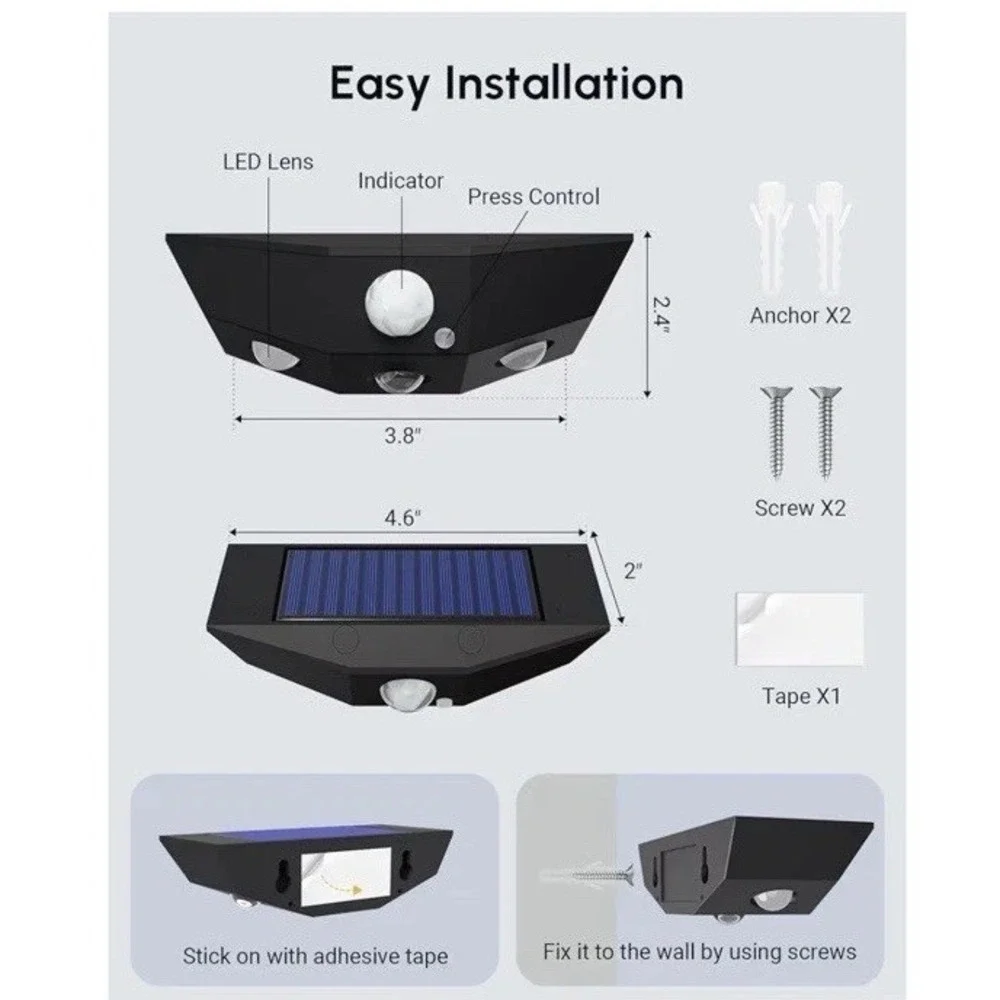 12 Pack Solar Fence Lights Outdoor Motion Sensor Waterproof 3000K/7000K‎